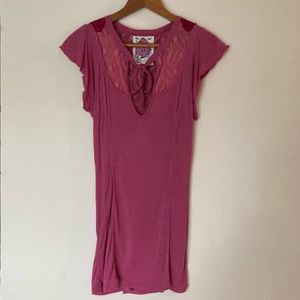 Free People Neck Tie Shirt